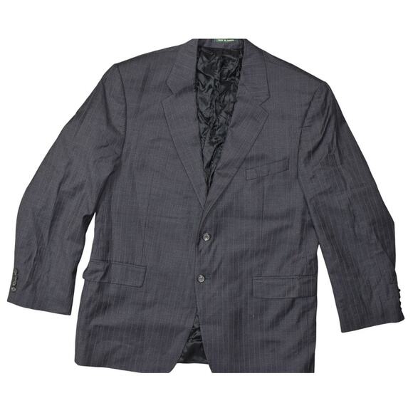 Lauren Ralph Lauren Men's Gray Wool Two Button Blazer Size 46 Regular Striped - Picture 1 of 8